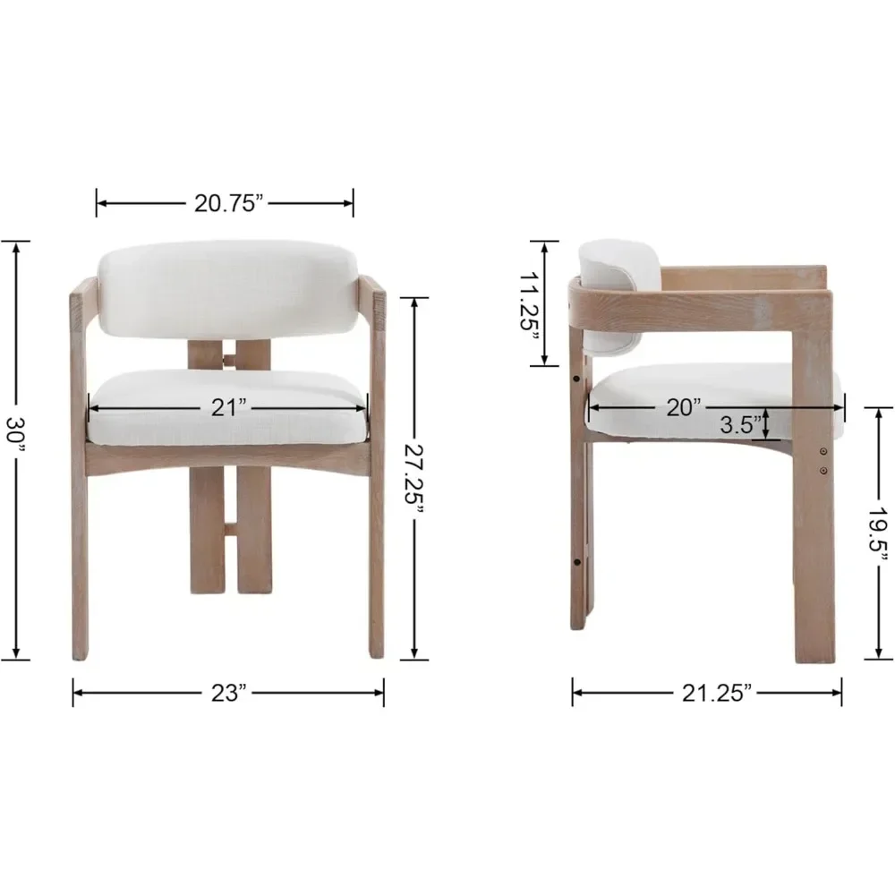 Ensemble de 4 chaises de salle à manger de ferme, chaise d'appoint moderne en lin avec bras