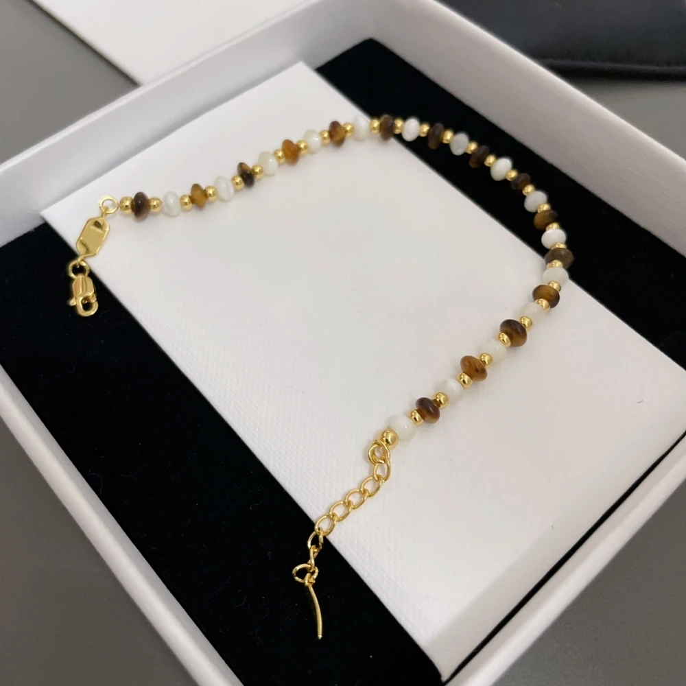 

Женский белый браслет с бусинами в виде тигрового глаза, яркий модный роскошный браслет из серебра 2023 пробы, 925