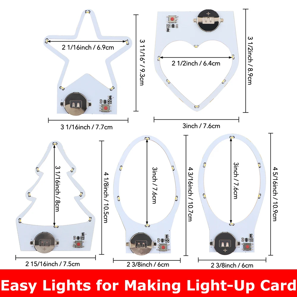 

Creative Easy Lights for Making Light-Up Cards Star Heart Oval Egg Tree Shape Light-Up Units with Warm White LEDs for DIY Crafts