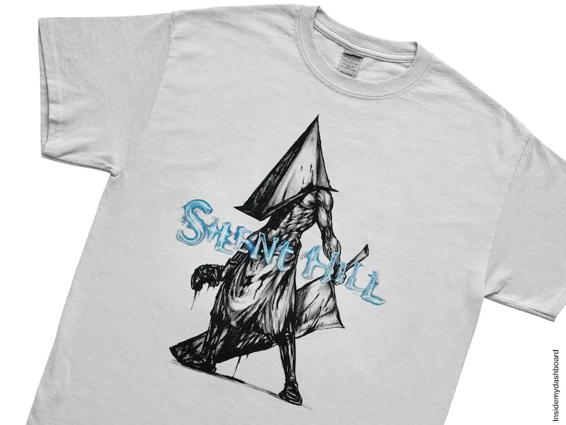 Silent Hill Pyramid Head Frosted Logo T-Shirt, Cult Classic Horror Game Merch, Horror Graphic Tee, Silent Hill T-Shirt