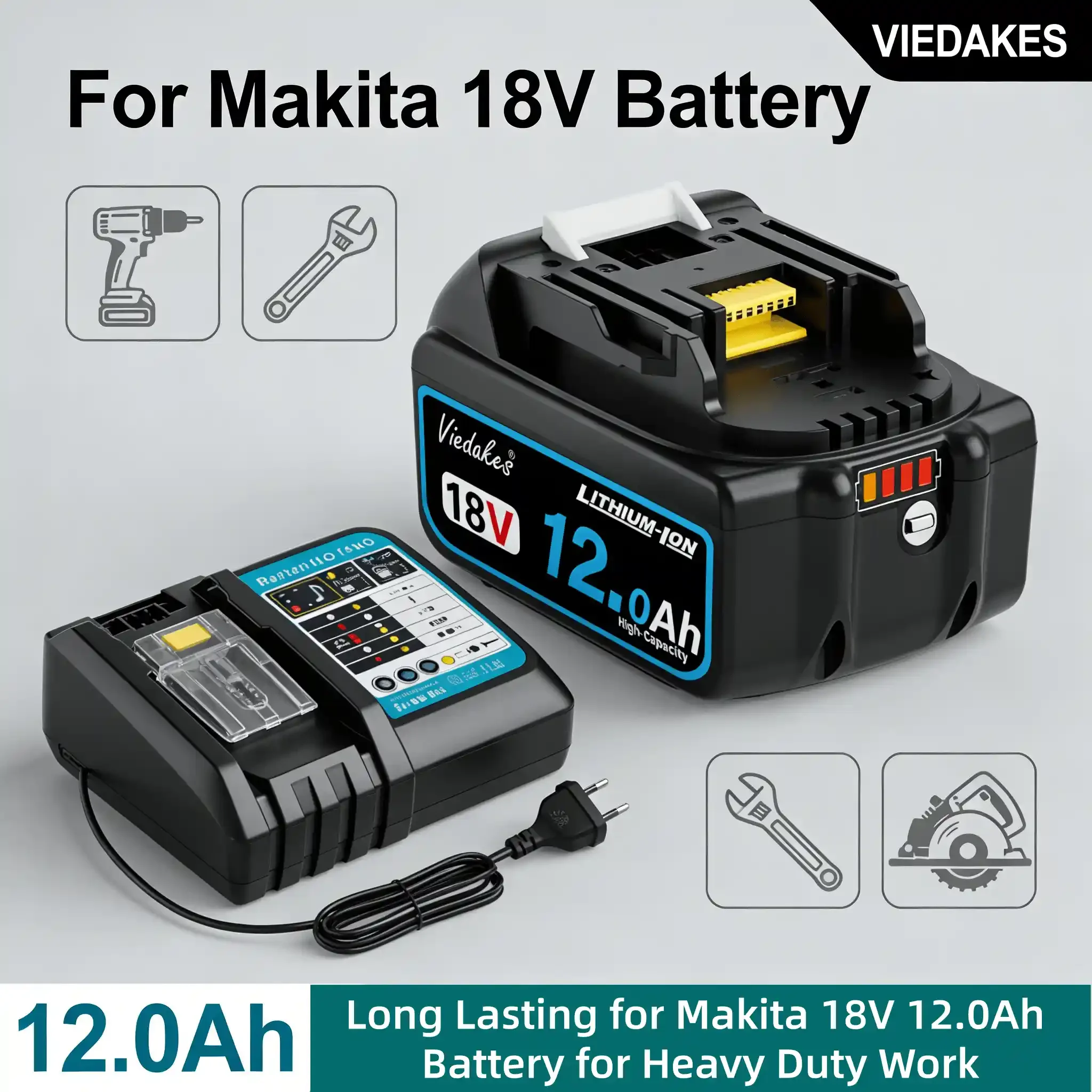 

VIEDAKES High Capacity 18V Battery for Makita 18V Battery BL1850 BL1860 BL1830
