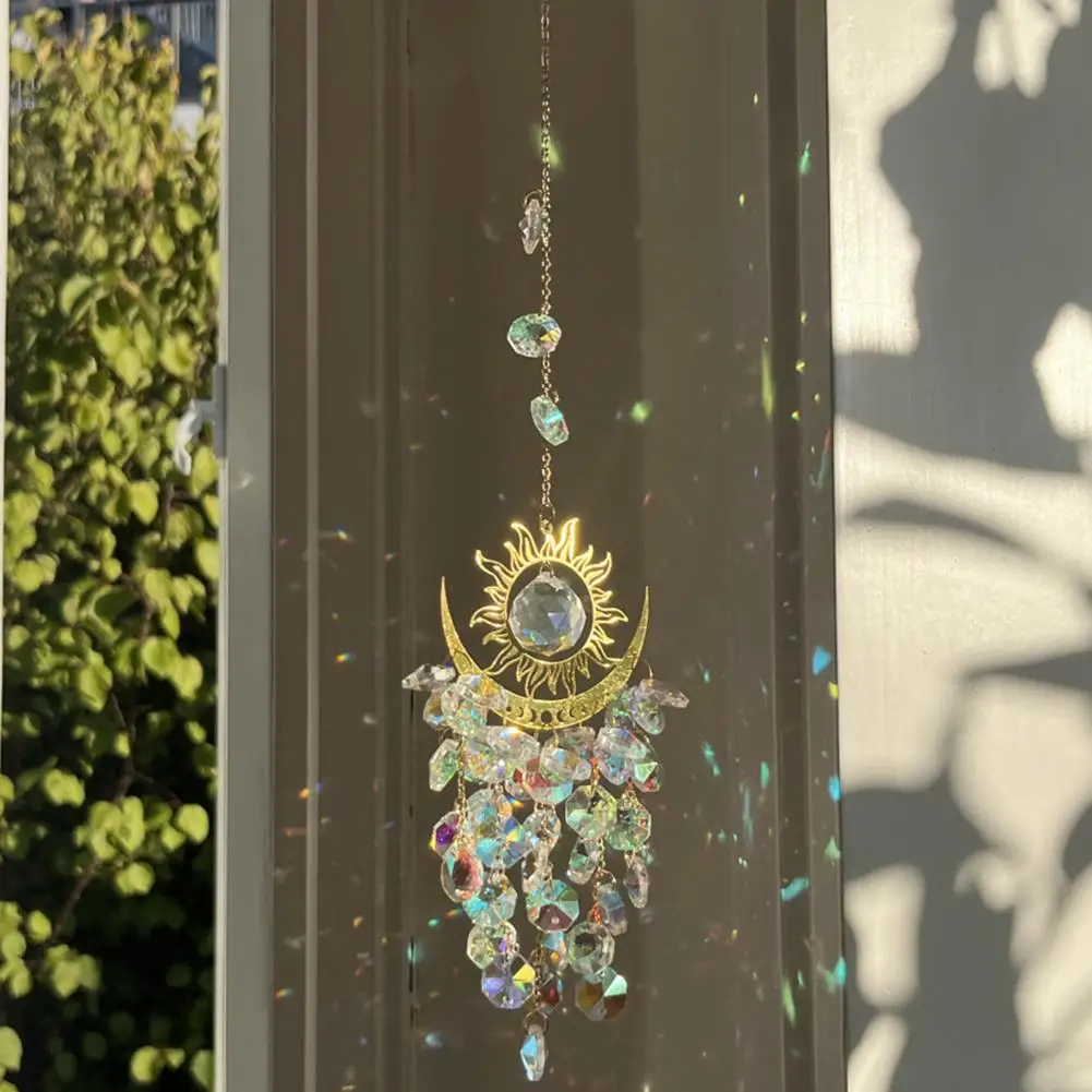 Sun Catcher Wind Chime Rainbow Light Projector Chime Colorful Suncatcher Window Decor Hanging Prism Rainbow Maker with for Home