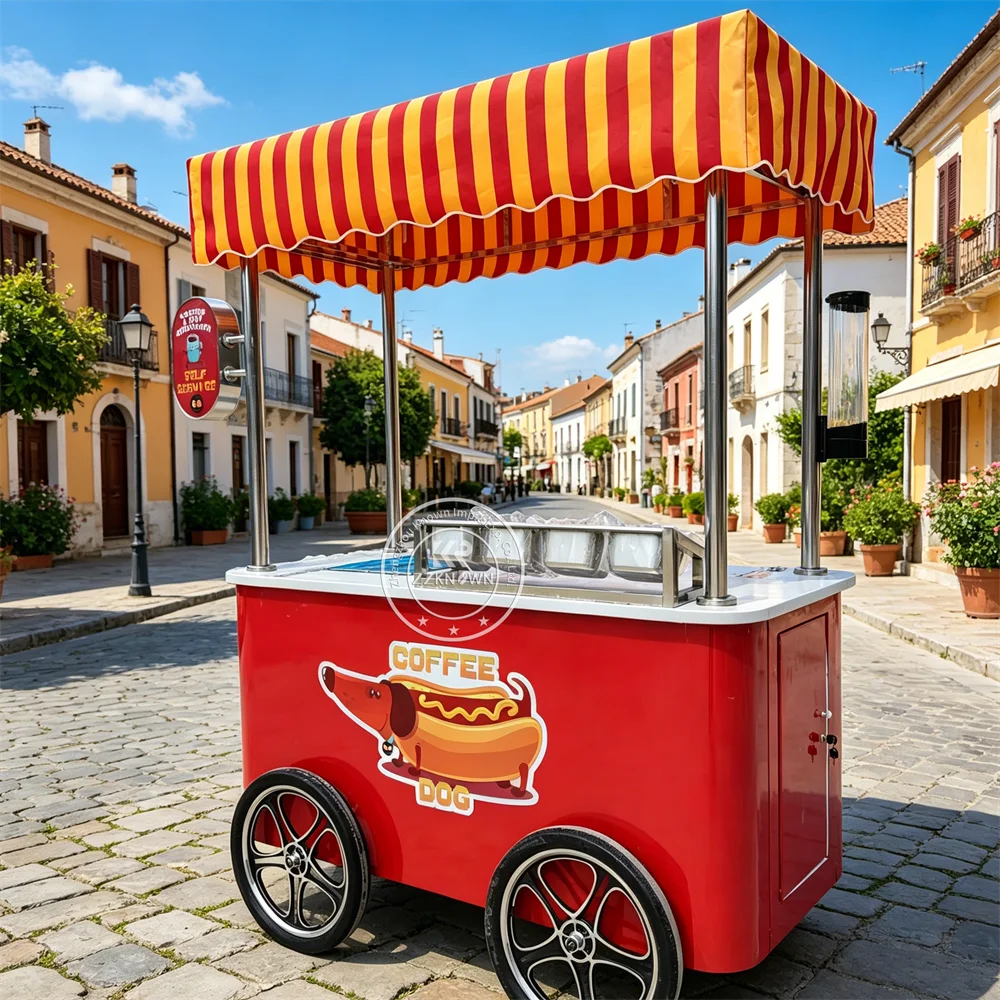 

Mobile Food Cart Outdoor Urban Breakfast Snack Kiosk Customized Creative Vendor Ice Cream Cart with Logo Printing