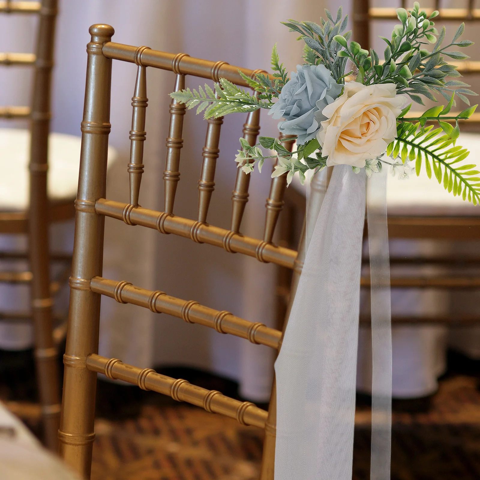 

Wedding Chair Flower Decor Artificial Lemon Leaves Aisle Party Bridal Shower Elegant Romantic Style Light Weight Easy Tie