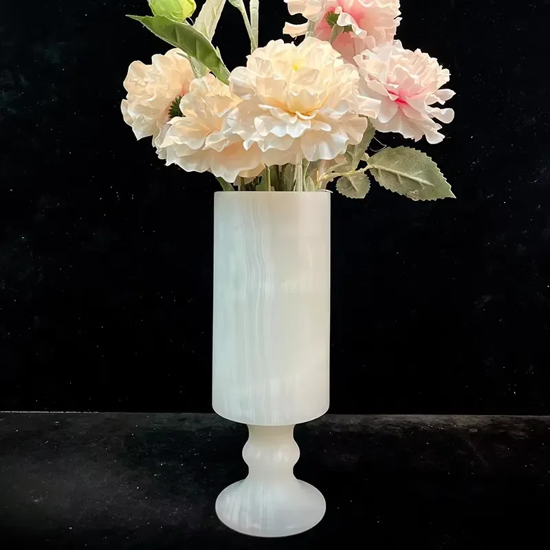 Modern French Marble Vase High End Polished Finish Eco Friendly Home Decor for Living Room Hydroponic Dried Flower