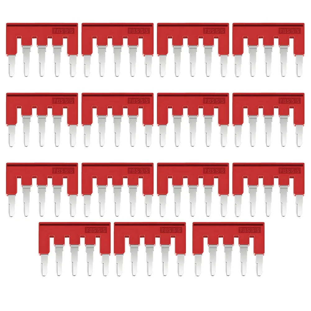 Copper FBS5-5 Connector Strip 15pcs Red 24.6x23.1mm Compatible with UT ST Push-in Terminal Blocks Industrial Use