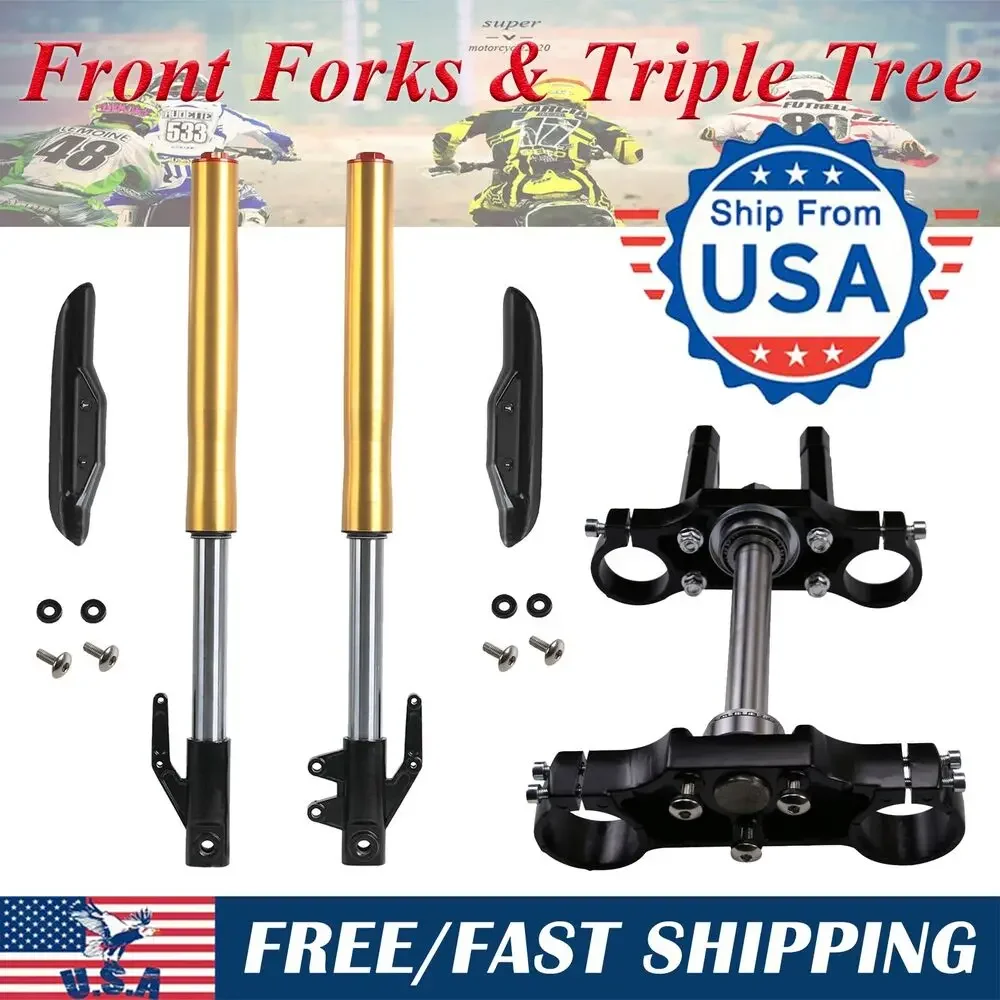 Apollo Front Shock Absorber Assembly & Triple Tree Clamp Set For Dirt Pit Bike Motorcycle Accessories