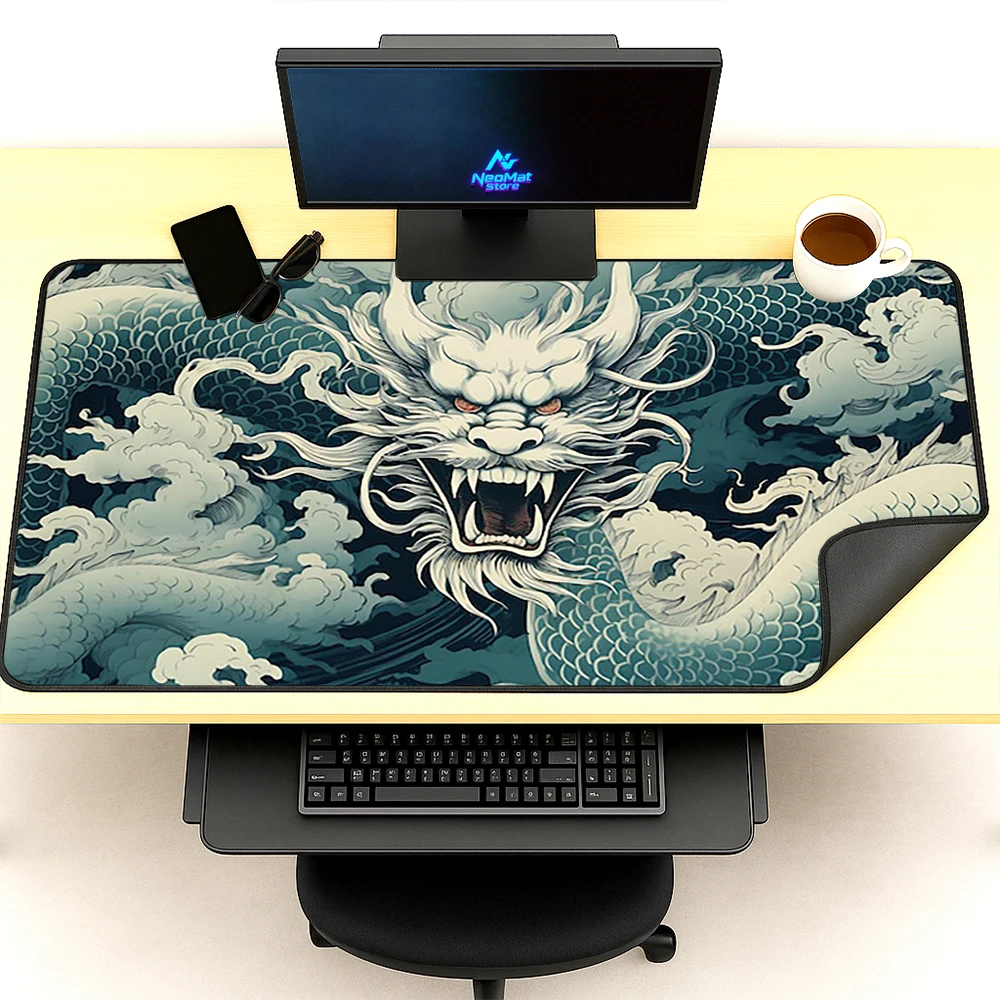 Dragon Desk Pad Gaming 140x60 Nonslip Mousepad Computer Accessories Deskmat Rubber Foldable 180cm Workspace Workstation
