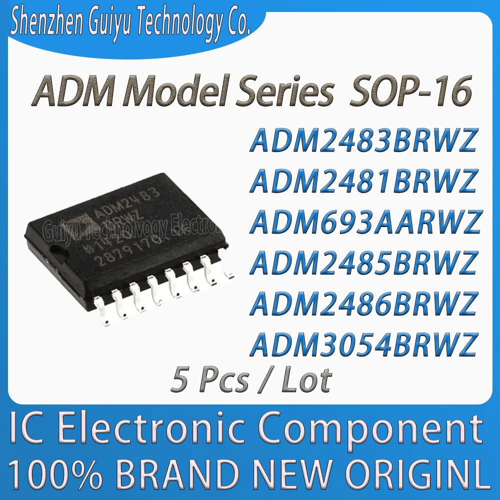 5Pcs/Lot ADM2483BRWZ ADM2481BRWZ ADM693AARWZ ADM2485BRWZ ADM2486BRWZ ADM3054BRWZ ADM2483 ADM2481 ADM Series SOP-16 IC MCU Chip