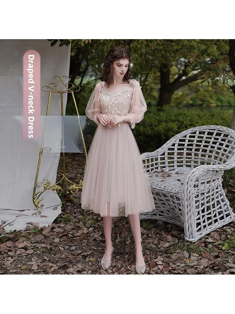 

Длинное свадебное платье для горничной, женское новое весеннее платье Fairy Aosphere Host Ceremony Dr с высокой талией длиной до пола