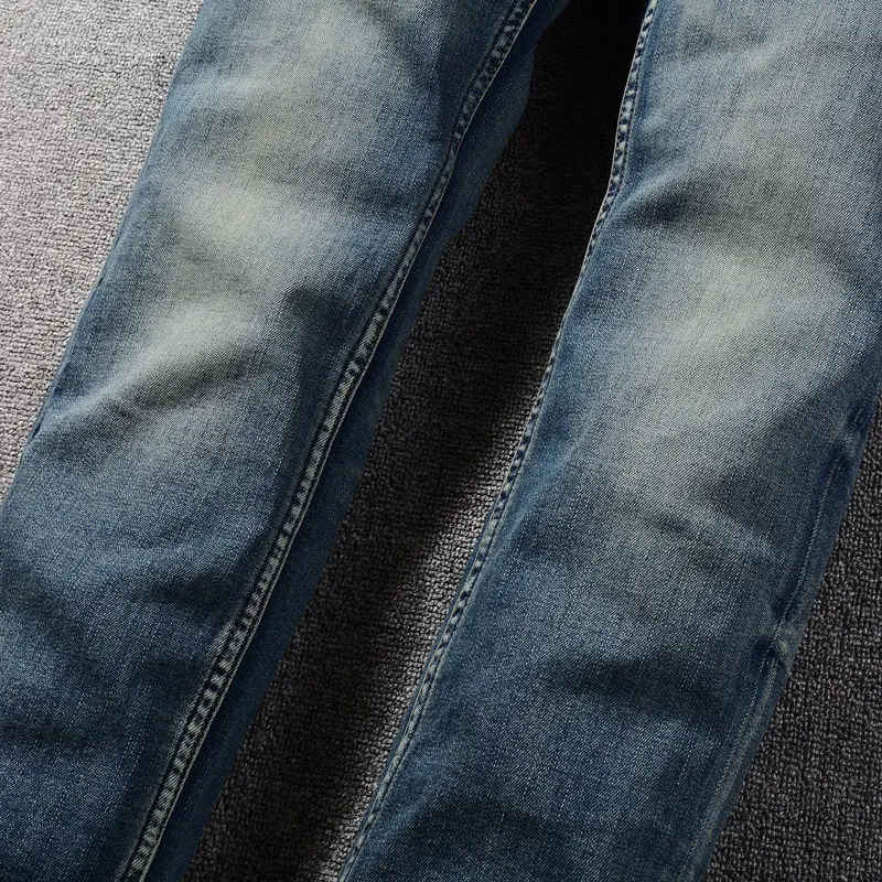 Newly Designer Fashion Men Jeans High Quality Retro Blue Stretch Slim Fit Ripped Jeans Men Trousers Vintage Denim Pants Hombre