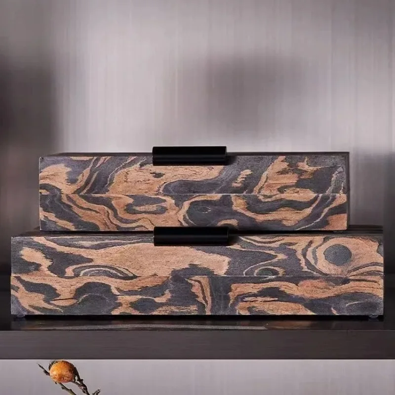 Modern new Chinese texture pattern storage box jewelry box art creative ornament desktop decoration home model room
