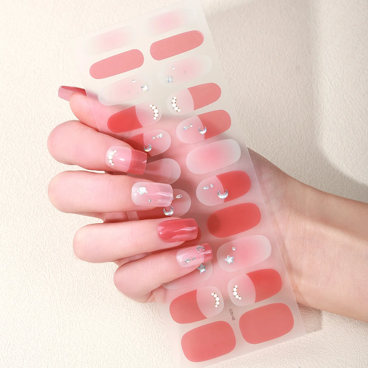 22 punte adesivi per unghie senza cottura stella lucida luna sole striscia di smalto glitter adesivo manicure decorazione nail art decalcomania