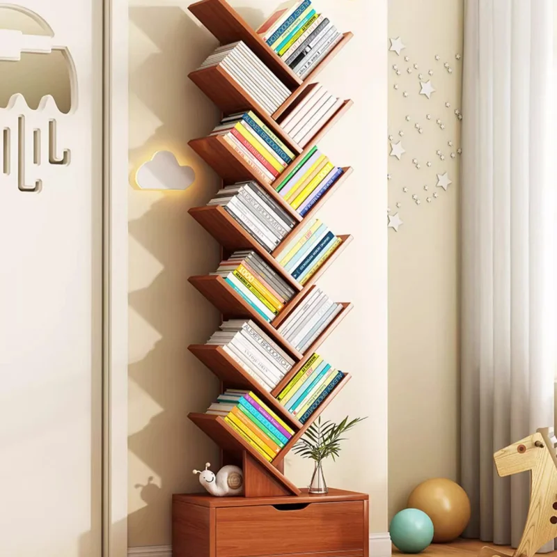 

Solid Wood Bookshelf,creative Tree Shaped Floor Standing Storage Rack,living Room corner Bookshelf,children's Storage Cabinet