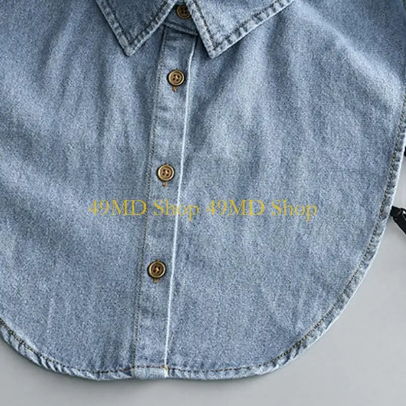 49md-mulheres-vintage-lavadas-jeans-falsa-destacavel-botao-dickey-lapela-meia-camisa