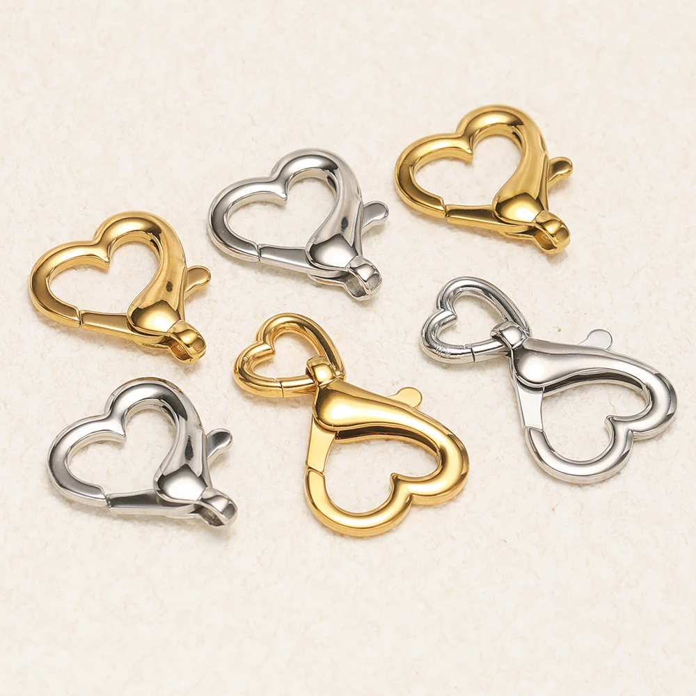 2 Stück Edelstahl-Herz-Karabinerhaken für DIY-Schmuckherstellung, Halsketten, Kettenverbinder, Zubehör für Armbänder – Detail 5