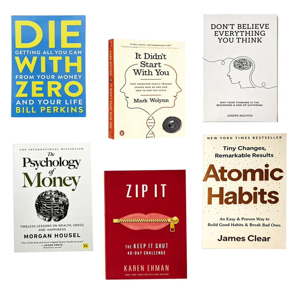 Popular English Self Improvement Books : Atomic Habits/The Psychology of Money/The Let Them Theory/It Didn't Start With You