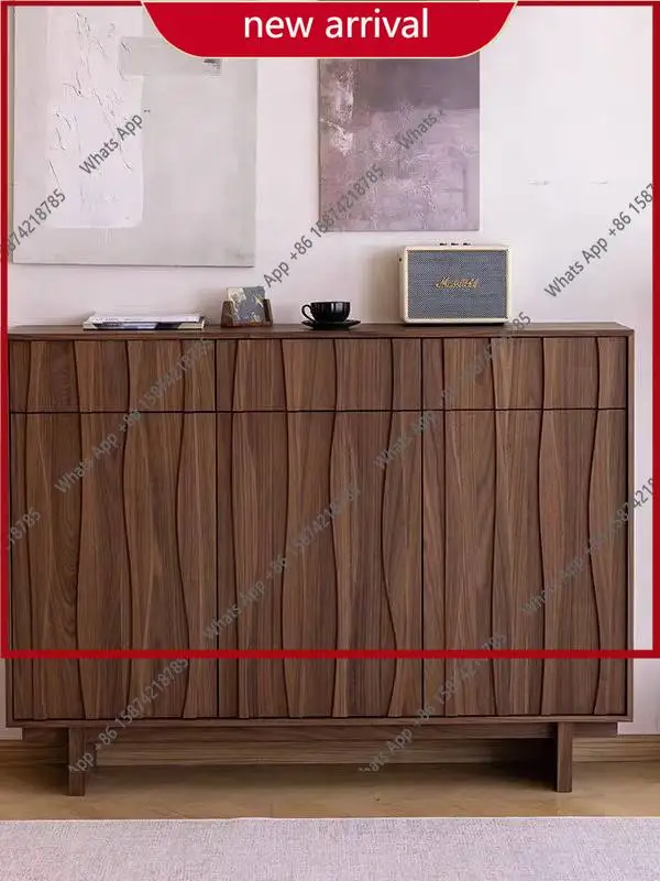 ff Medieval style all-solid wood shoe cabinet, small apartment storage cabinet, entrance cabinet decoration designer model