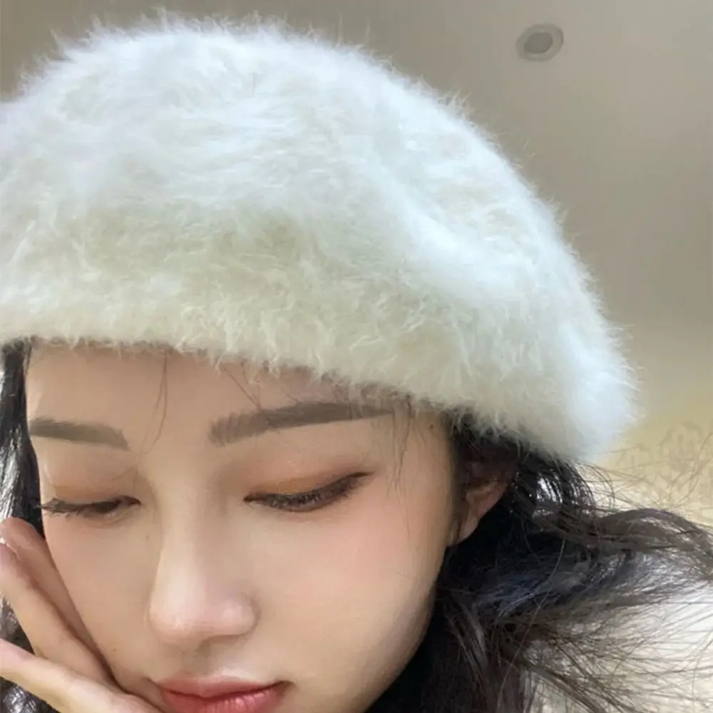 Elegant Cloud Women Berets Keep Warm Painter Caps Solid Color Elastic British Beanie Hat Autumn
