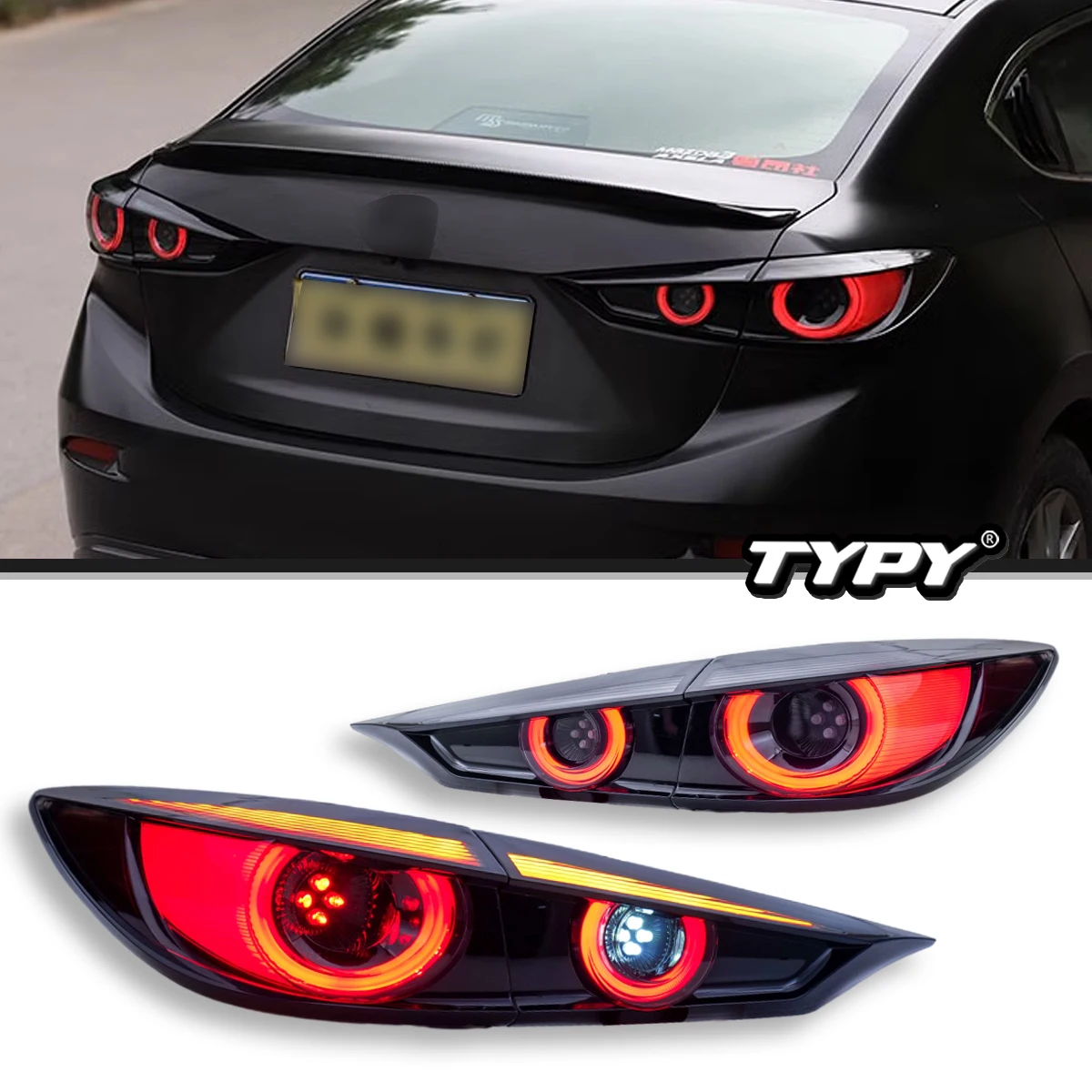 

TYPY Car Lights For Mazda 3 Aexla Taillight LED Rear Tail Lights Assembly Dynamic DRL Sequential Turn Signal Smoked Lens