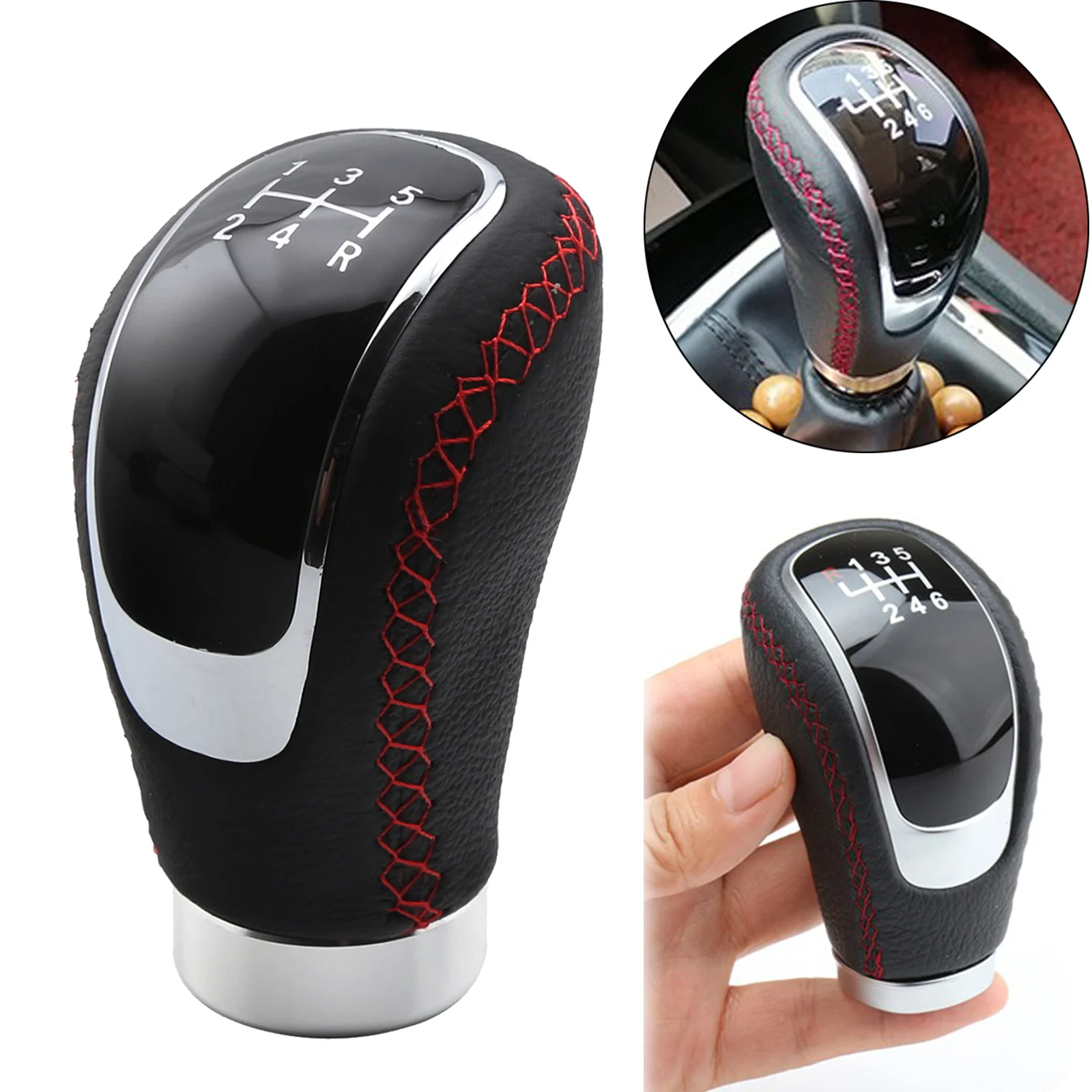 5 Speed Manual Car Gear Shift Knob Shifter Boot Stick Shifter Lever Car Stitching Gear Shifter Knob For Automatic Manual Cars