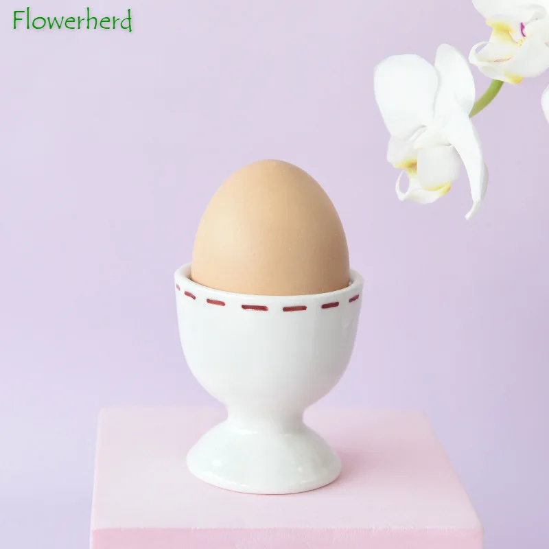 Rabbit Flower Shape Embossed Porcelain Egg Holder Egg Tools Creative Small Ceramic Cup Wine Cup Single Cute Egg Shape Cup