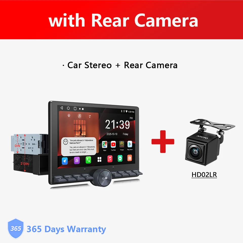10.1 inch Retractable Screen Android Car Stereo Single 1 Din