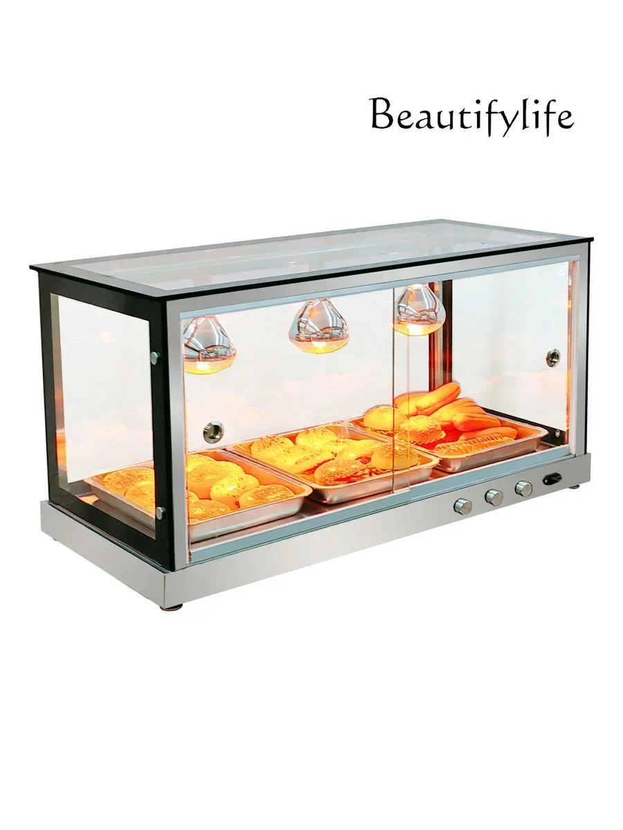 

Commercial Chestnut Insulation Cabinet Burger Egg Tart Fried Chicken Heating Display Cabinet