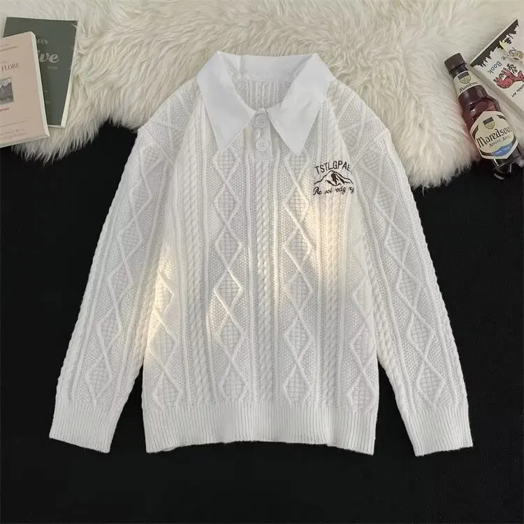 

Мужской повседневный вязаный свитер с вышитым логотипом, контрастным дизайном, удобный, из мягкой ткани, с длинными рукавами, теплый топ