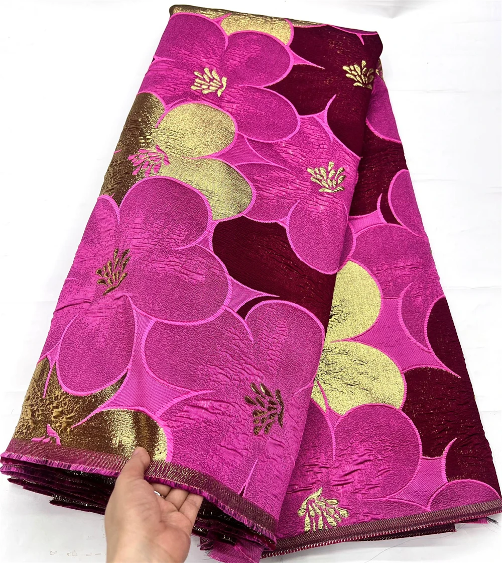 

New Flower African Brocade Jacquard Fabric Nigerian Organza Material French Lace Net Tulle Mesh Material Brocard Tissu 5 Yards