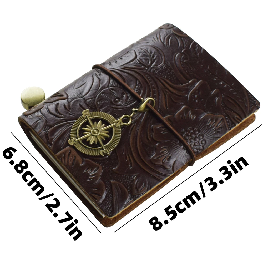 1pc Vintage Travel Notebook 64 Sheets Blank Paper Genuine Leather Cover Sketchbook Planner Journal Note Book