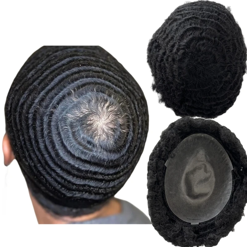 

Mens Afro Wave Toupee 100% Human Hair Full Skin PU Men Toupee For Men's Hair Replacement Hairpiece American Afro Curl Toupee