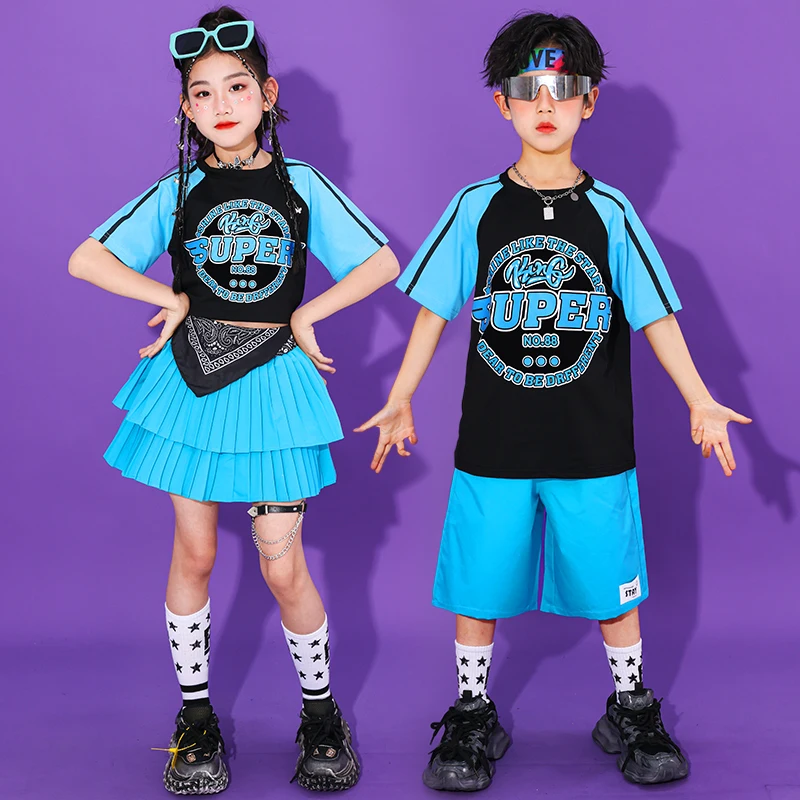 

Girls Hip Hop Lovely Crop Top Plaid Skirts Street Dance Clothes Sets Children Summer Streetwear Kids Jazz Tee Shorts Costumes