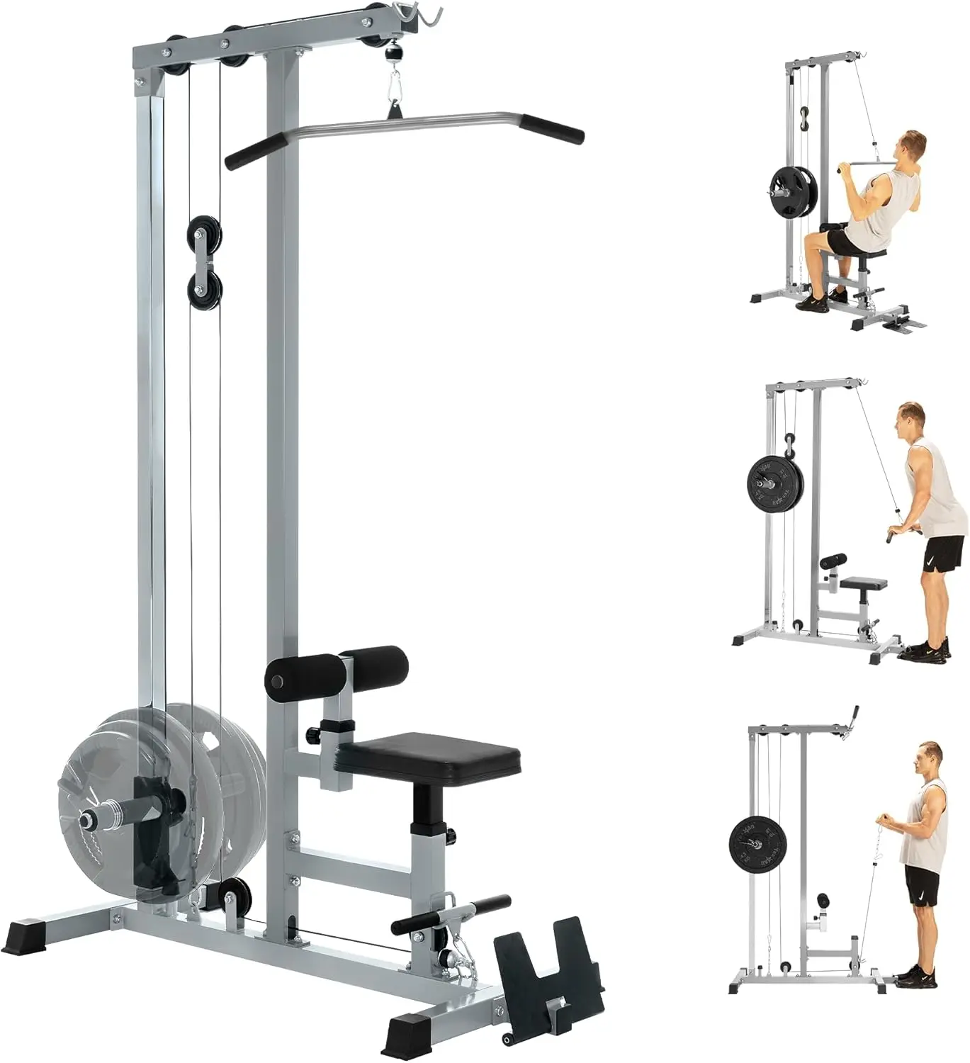 LAT Row Cable Machine, LAT Tower with Additional Pulley Cable, High & Low Pulley Stations