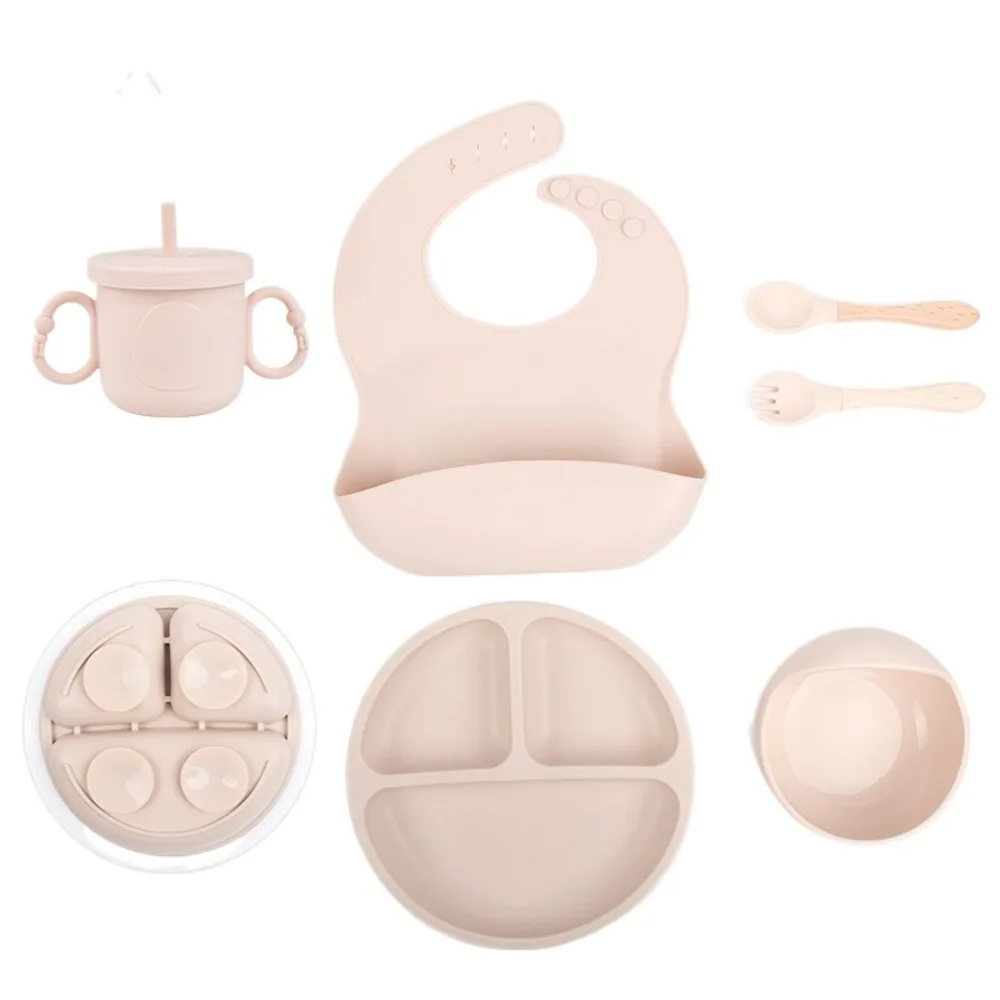 

Strong Suction Baby Meal Set Feeding Tableware Eating Training Children's Silicone Cutlery Dinner Plate Fork Spoon