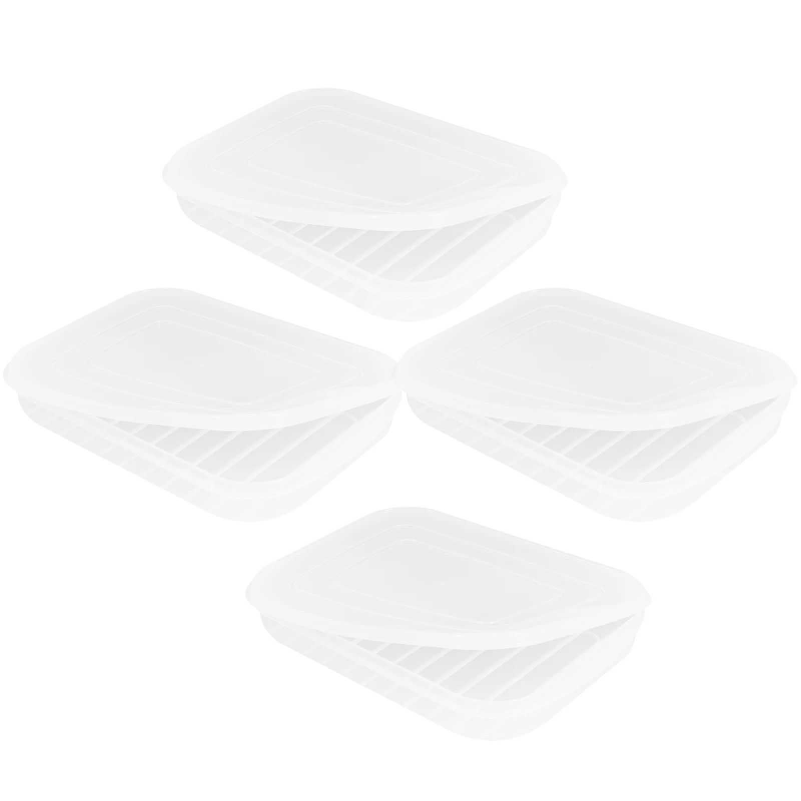 

4pcs Transparent Food Storage Containers Stackable Bacon Keeper Cold Fridge ganizers Safe Non Stick Ferment