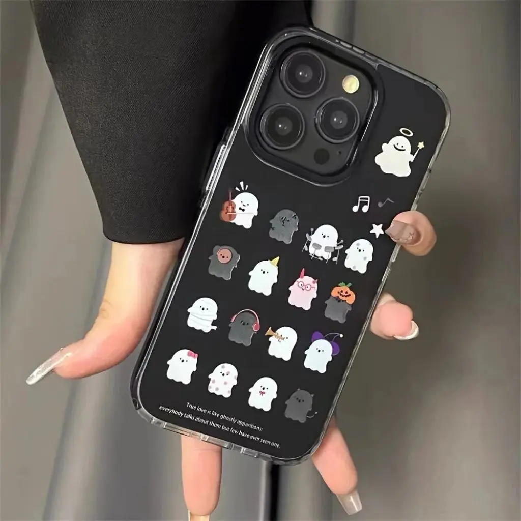 

Cute Ghost Monster Impact Clear Phone Case For iPhone15Pro 14 13Mini 12 11 XR 78 14PLUS SE3 Xsmax Soft Cover Shell Protection