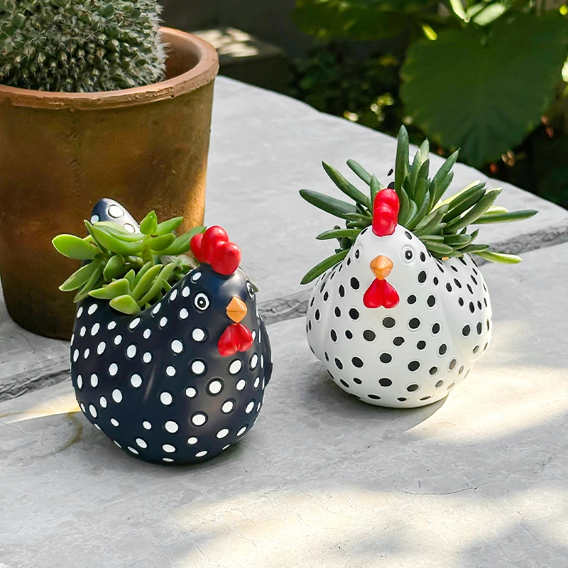 กระถางต้นไม้ลายการ์ตูนไก่ตลกๆ ของมินิโซ กระถางต้นไม้รูปไก่ตัวผู้น่ารัก สำหรับตกแต่งสวน ลานบ้าน และฟาร์ม