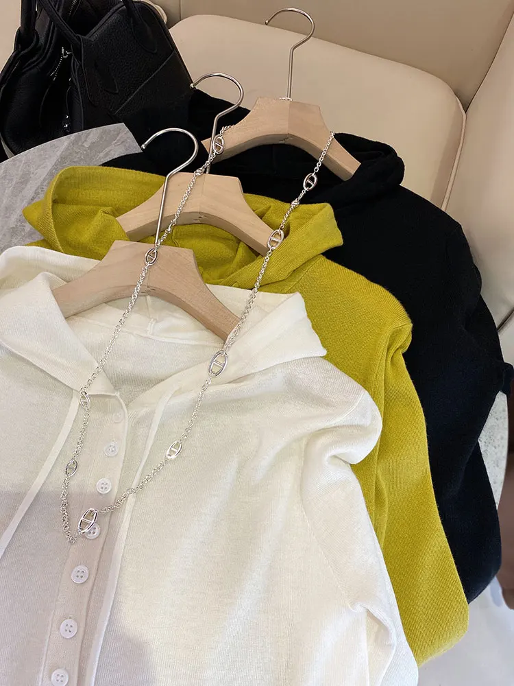 

Шерстяная вязаная шапка Ele Silk и женская толстовка с длинными рукавами и капюшоном на шнурке, повседневная, прямого кроя, с тонким полосатым узором