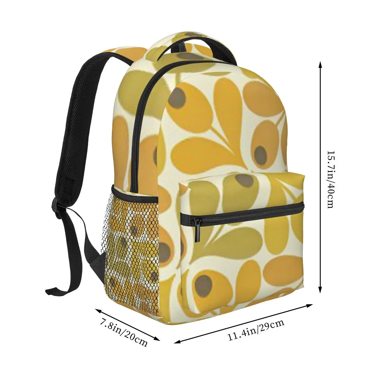 Orla Kiely Flower Design, Yellow Color Kiely Student Backpack School Bag Hiking Travel Daypack Fashion Bookbag Shoulder Bags