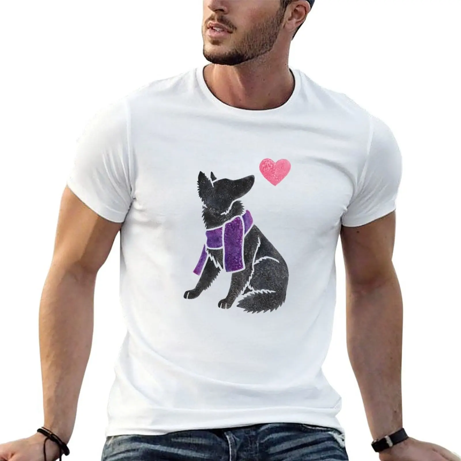 Camiseta Watercolour Groenendael, camiseta de algodón para hombre, camiseta de lujo para hombre, camiseta lisa para hombre