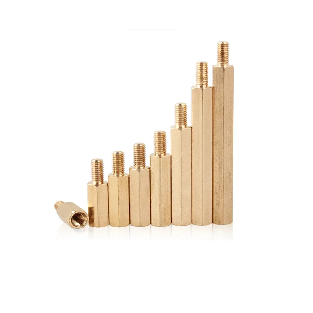 50 sztuk/partia Złote śruby z pojedynczą główką, miedziane, sześciokątne, zabezpieczone, M3*4+6-M3*10+6