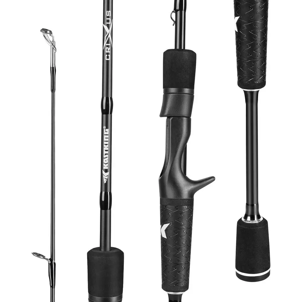 Caña de Pescar Giratoria y de Lanzamiento de Grafito con Anillas de Óxido de Zirconio y Guías de Acero Inoxidable, Mango de Superpolímero