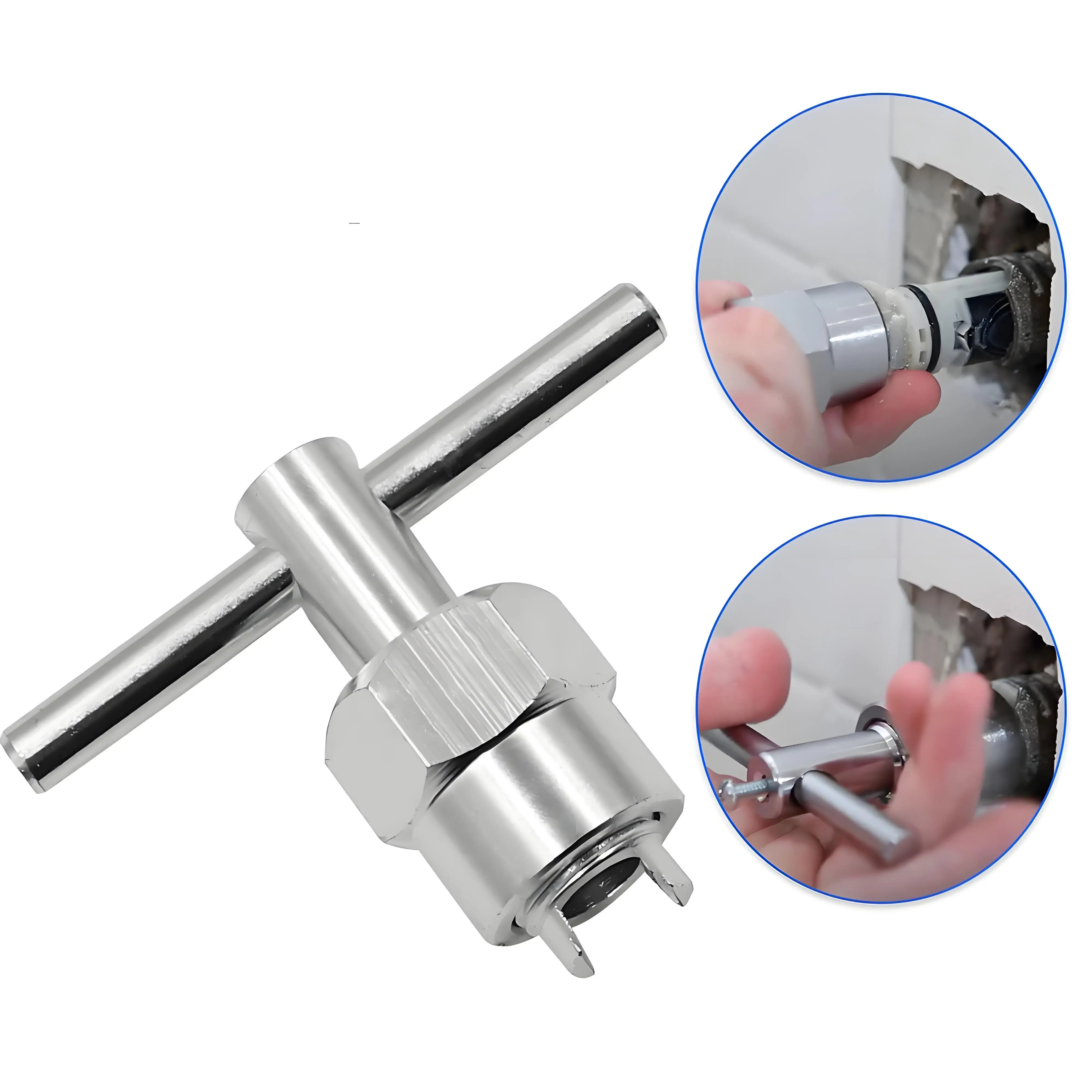 2pcs Aluminum Alloy Faucet Cartridge Puller Tool T-Handle Wrench for 1200 1222 1225 for Bathroom Kitchen Plumbing Repair Wrench