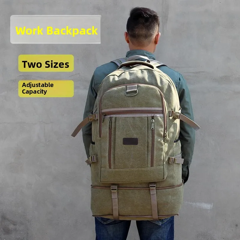 

New Thiened Canvas Durable Retro Double oulder Bag Ultra Large Capaci Mountain Climbing Bag Labor Travel Cam Lag...