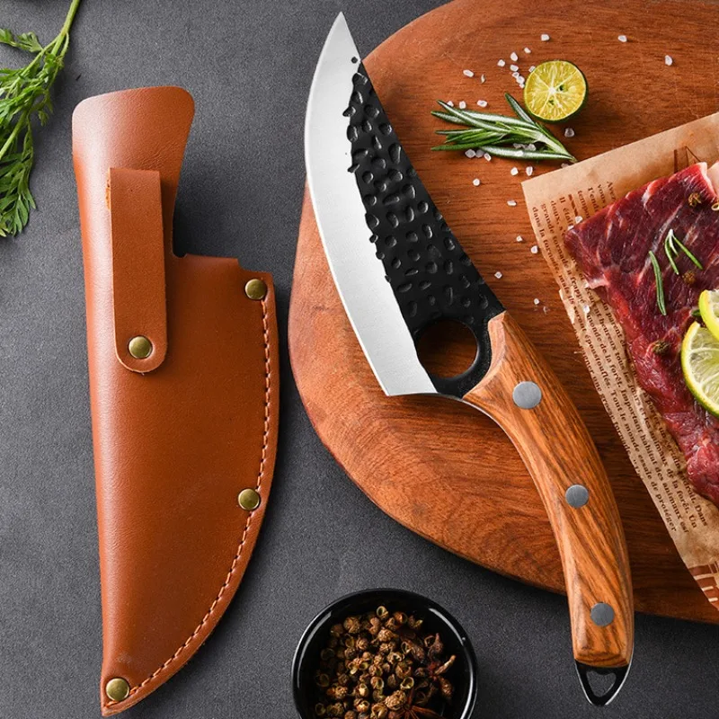 Stainless Steel Boning Knife Kitchen Meat Cleaver Vegetable Slicing Knife Sharp Fruit Knife Wooden Handle Kitchen Knives