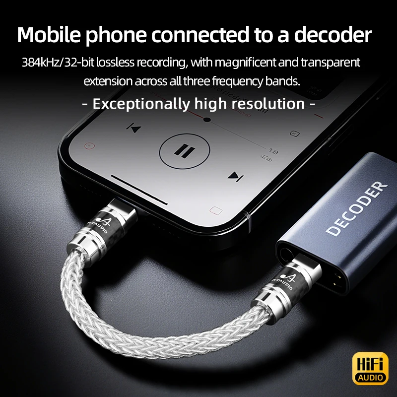 Kabel audio HiFi Type C do Type C, wysokiej jakości, z czystego srebra, kabel dekodujący OTG do telefonu DECODER — zdjęcie produktu 4