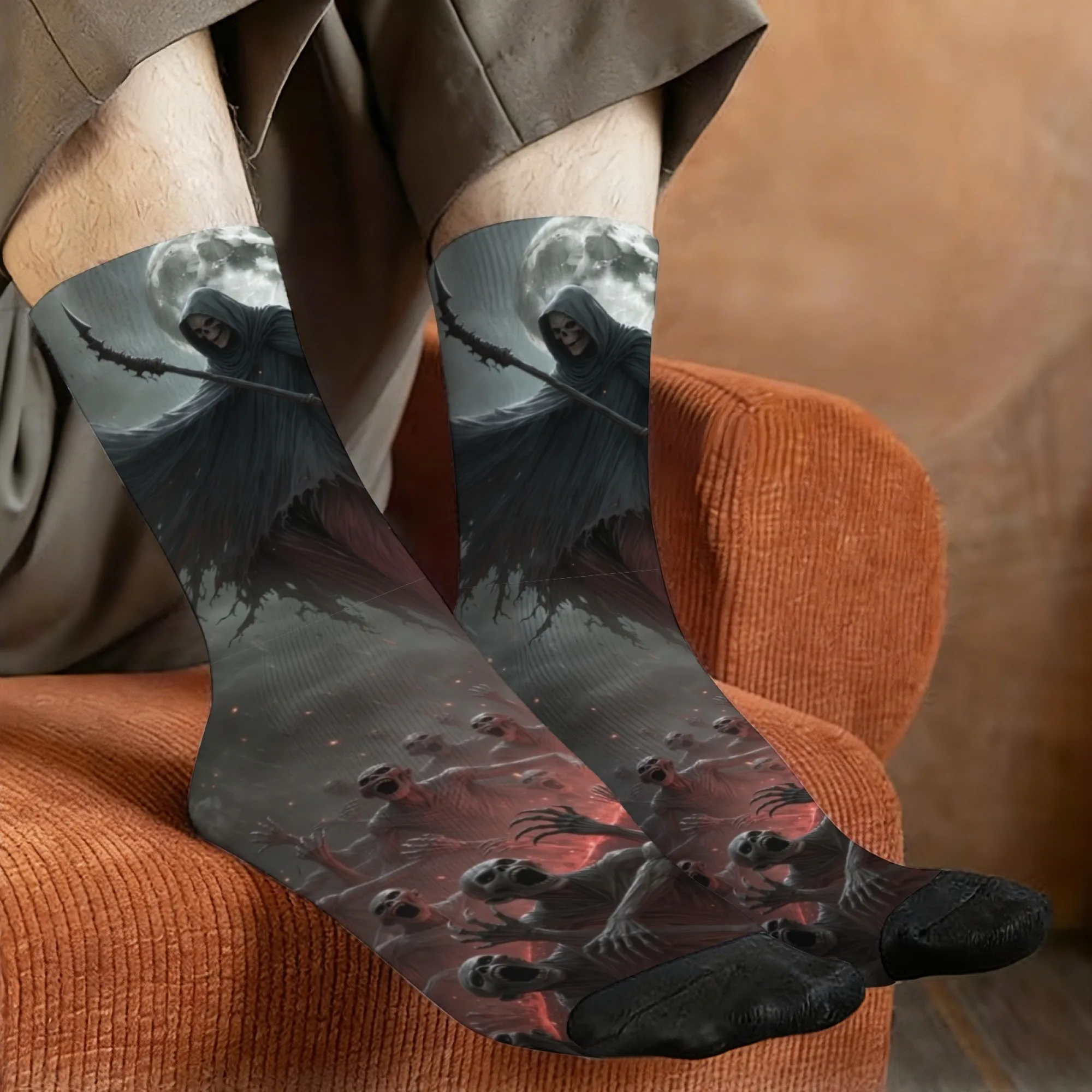 

Dark Gothic Apocalyptic Reaper of Death Print Men's Socks Comfortable Breathable Non-Slip Socks Crazy Party Holiday Gift