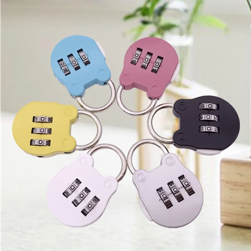 1Pcs Mini Bear Number Combination Lock Luggage Briefcase Small Padlock Student Dormitory Gym Cabinet Password Lock Gadget Supply