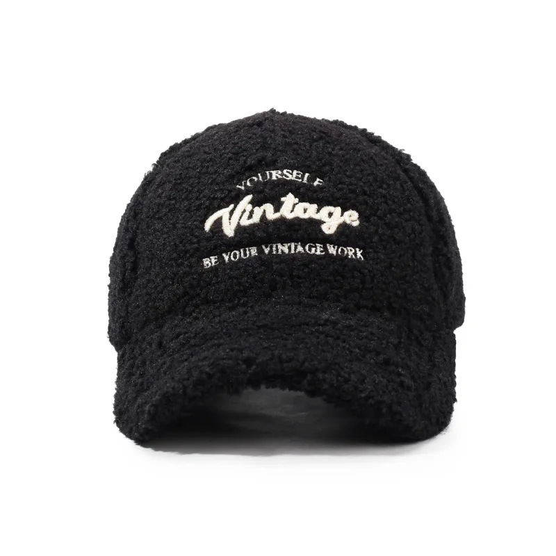 1-teilige mehrfarbige Fleece-Baseballmütze für Damen, verdickte warme Entenschnabelmütze für Herbst und Winter – Detail 5